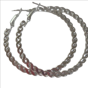 Silver Twisted Hoop Earrings